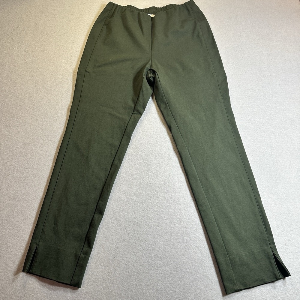 J Jill Ponte Slim Leg Trousers Green Small Stretch Pants Ankle‎ Slits